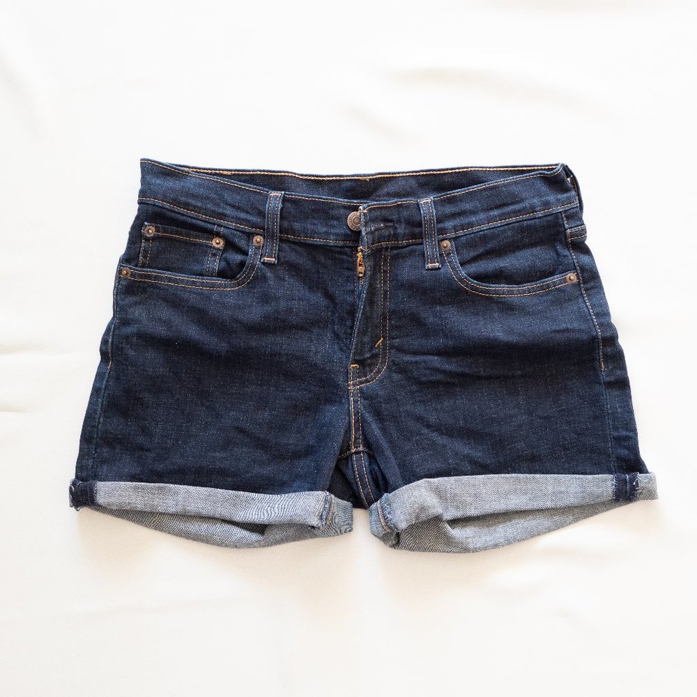 Dark Wash Levi's Cuffed Denim Jean Shorts